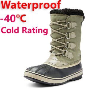 Sorel Olive Green and Black Waterproof Winter Lace-Up Boot